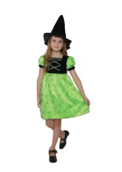 Black and Green Witch Girl Child Halloween Costume - Small