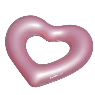 Metallic Heart Shaped Inner Tube Swimming Pool Float - 68" - Pink