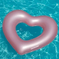 Metallic Heart Shaped Inner Tube Swimming Pool Float - 68" - Pink