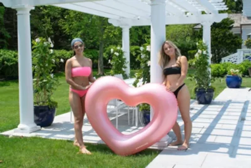 Metallic Heart Shaped Inner Tube Swimming Pool Float - 68" - Pink
