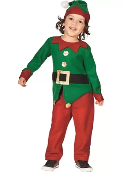 24Inch Red and Green Elf Boy's Costume With a Christmas Santa Hat - 4-6 Years