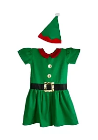 26Inch Green and Red Girl's Elf Christmas Costume - 4-6 Years