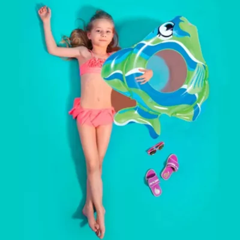 31" Green Inflatable Fish Children's Swim Ring Tube Float