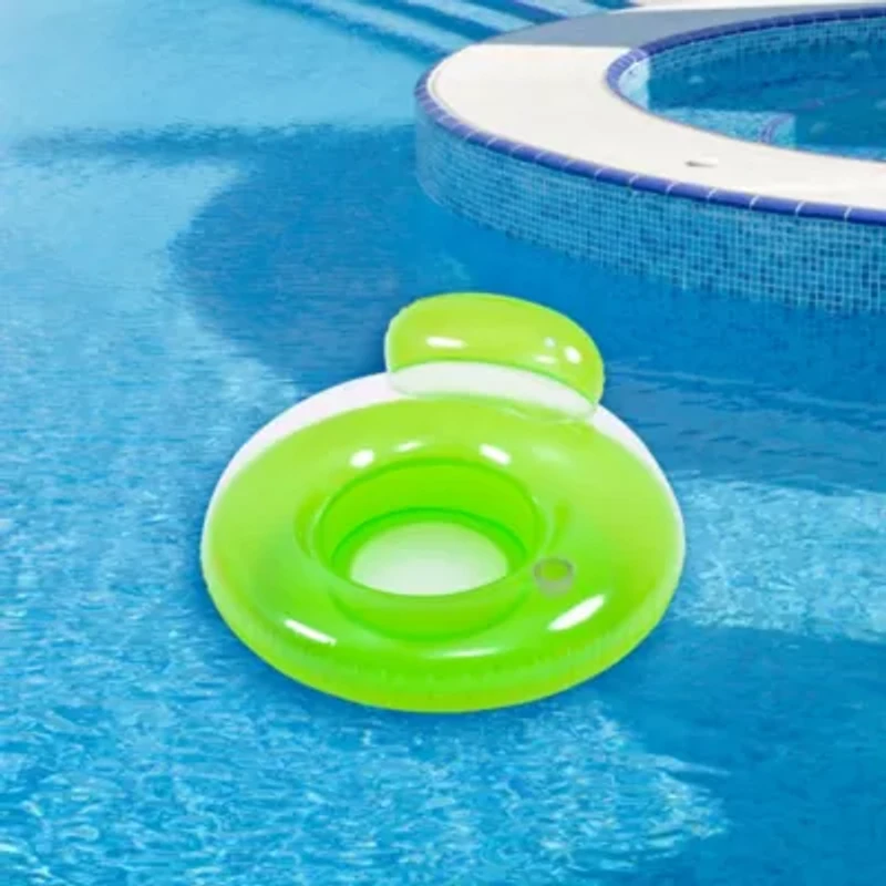 Inflatable Inner Tube Swimming Pool Float with Backrest - 46.5" - Green