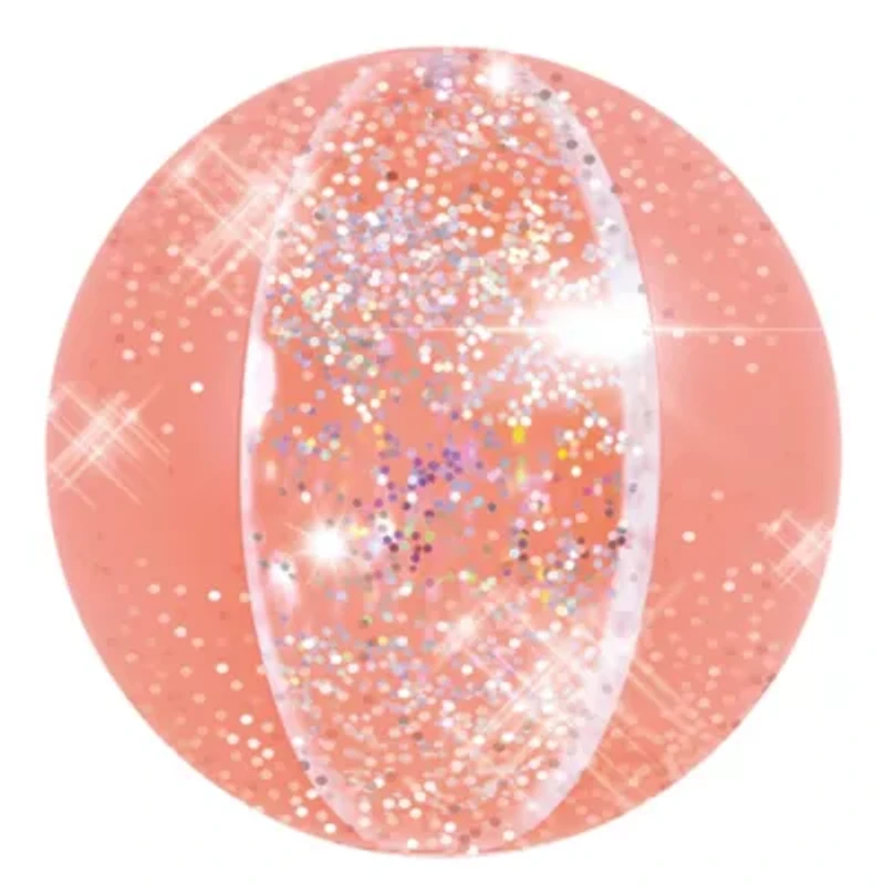 Glitter Inflatable Beach Ball - 16" - Salmon Pink