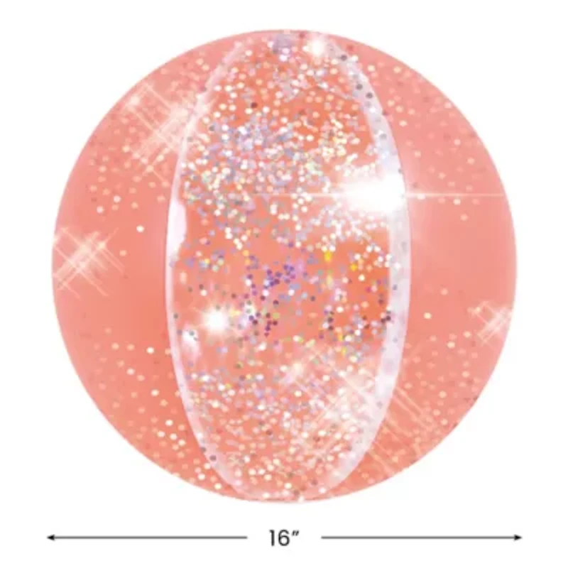 Glitter Inflatable Beach Ball - 16" - Salmon Pink