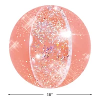 Glitter Inflatable Beach Ball - 16" - Salmon Pink