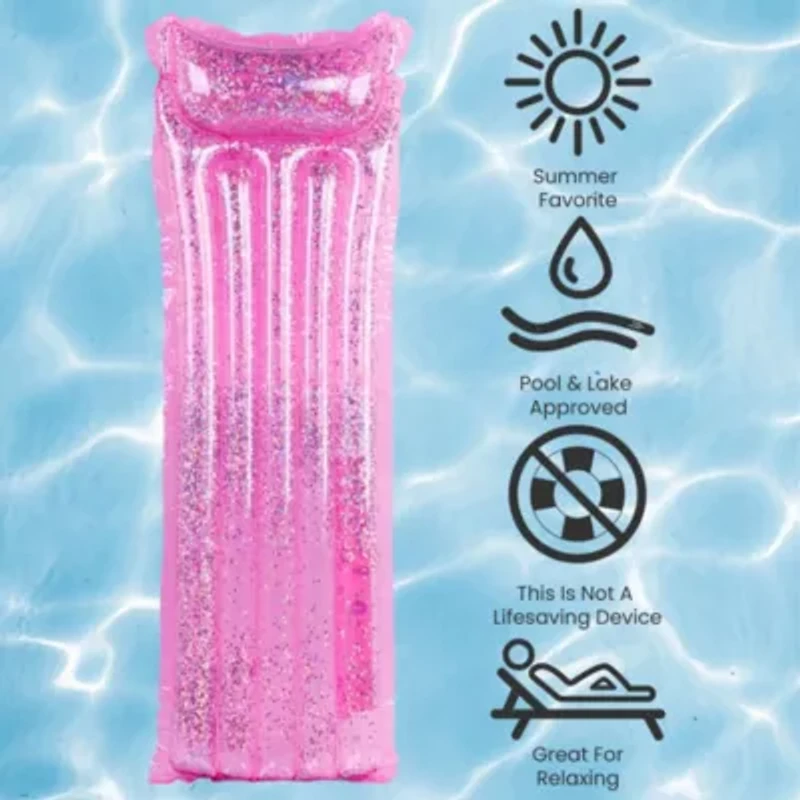 Inflatable Glitter Swimming Pool Lounge - 67" - Pink