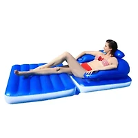 74" Blue Convertible Lounge Chair Inflatable Swimming Pool Float