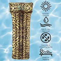 66.5" Inflatable Leopard Print Pool Mattress Float with Built In Pillow