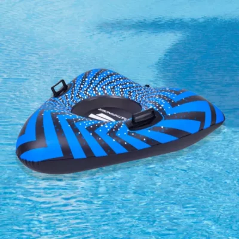 39" Inflatable Black and Blue Ride-On Pool Float or Snow Tube