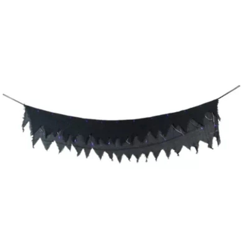 Lighted Raggedy Halloween Valance- 5.75' - Purple LED Lights
