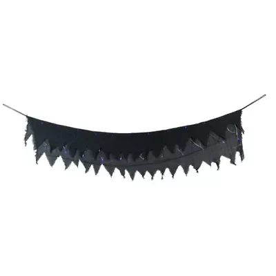 Lighted Raggedy Halloween Valance- 5.75' - Purple LED Lights