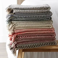 Braided Stripe Cotton Throw Blanket