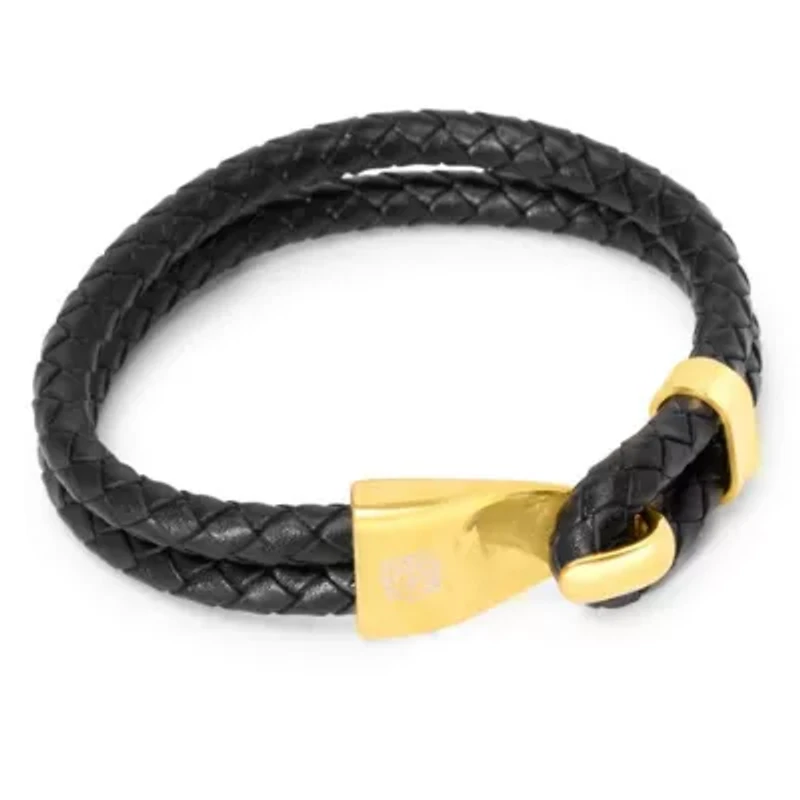 Bruno Magli Mens Double Rope Leather Bracelet