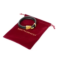 Bruno Magli Mens Double Rope Leather Bracelet