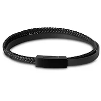 Bruno Magli Mens Double Strand Leather Bracelet