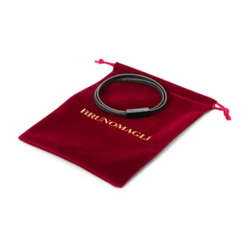 Bruno Magli Mens Double Strand Leather Bracelet