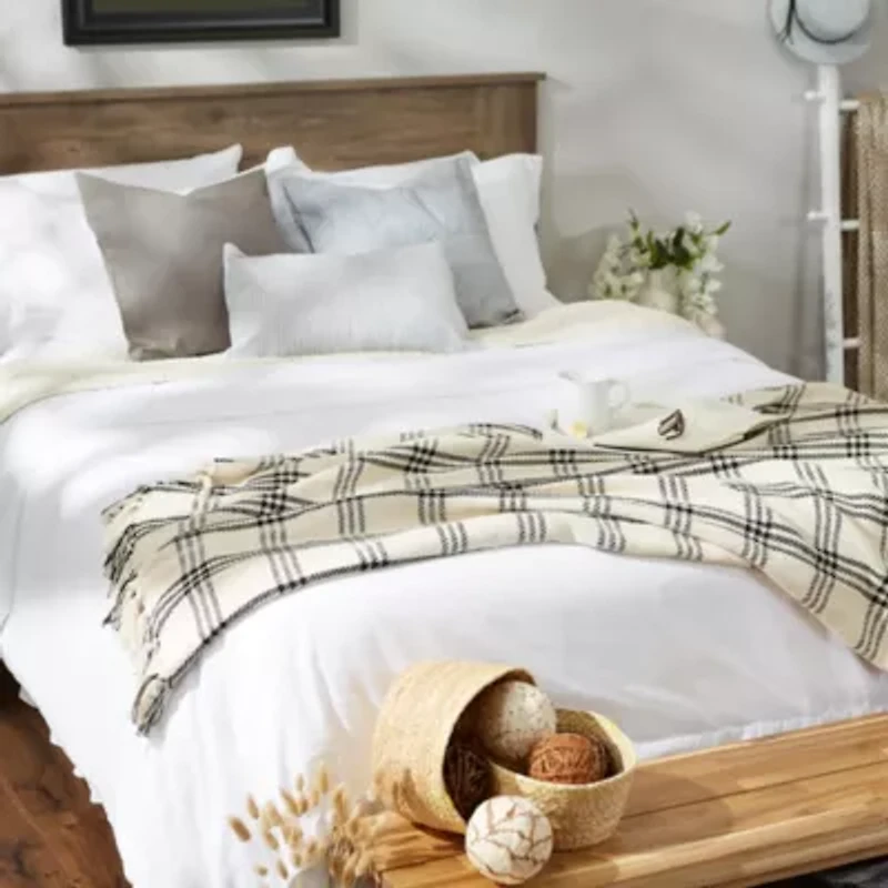 Modern Farmhouse Plaid Cotton Throw Blanket