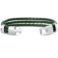 Bruno Magli Mens Three Strand Braided Leather Bracelet