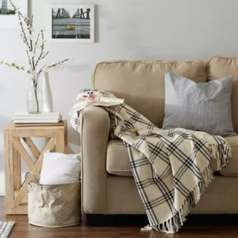 Modern Farmhouse Plaid Cotton Throw Blanket