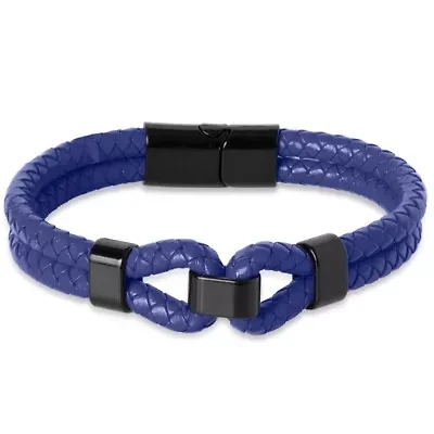 Bruno Magli Mens Infinity Leather Bracelet