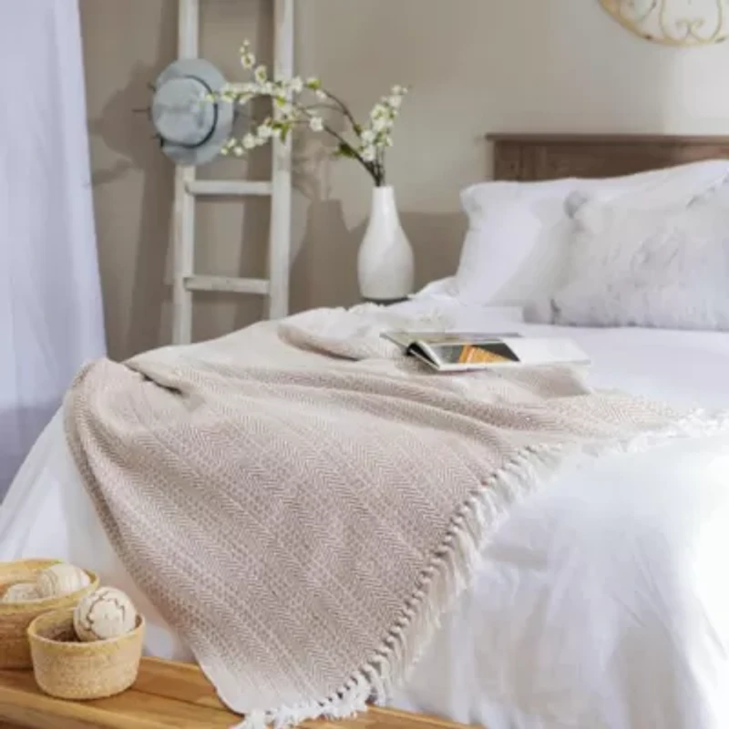 Herringbone Stripe Cotton Throw