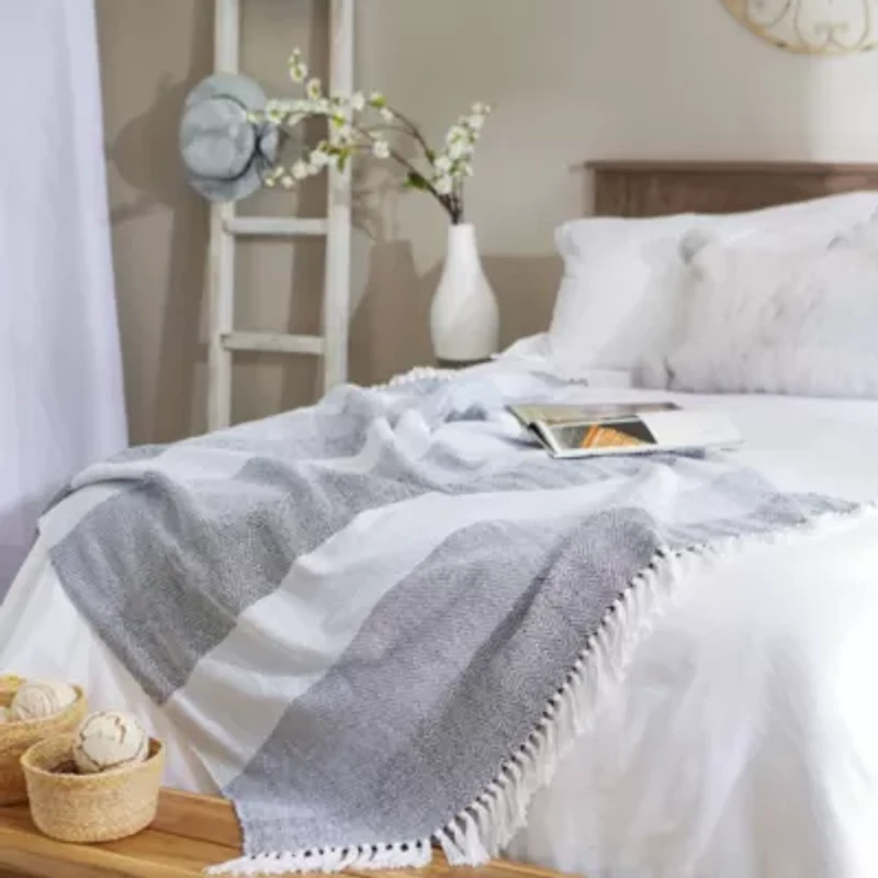 Herringbone Stripe Cotton Throw