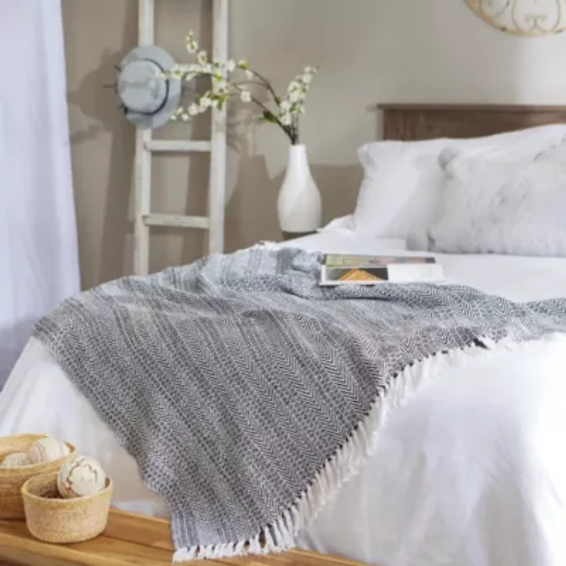 Herringbone Stripe Cotton Throw