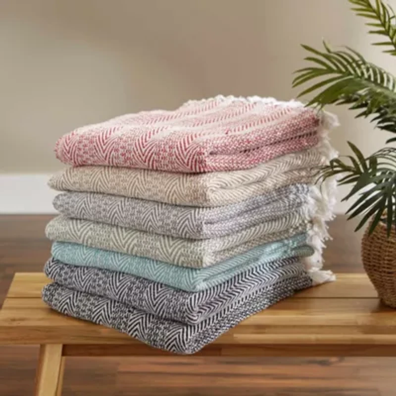 Herringbone Stripe Cotton Throw