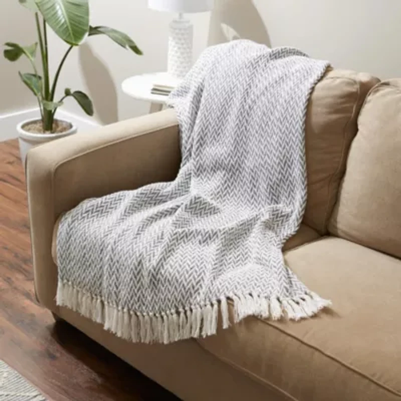 Zig-Zag Cotton Throw Blanket