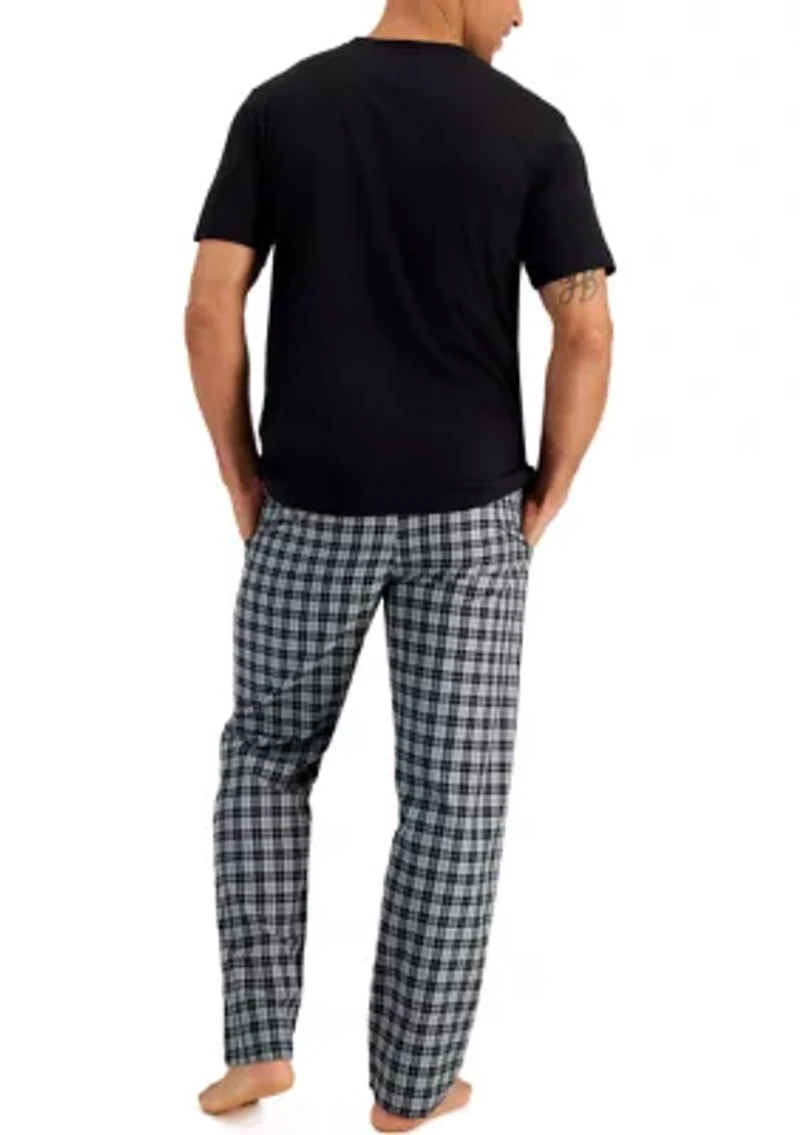 Hanes Men's Woven Pant with Knit SS Top