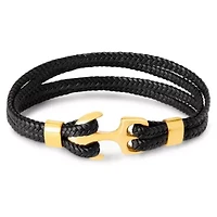 Bruno Magli Mens Four Strand Braided Leather Bracelet
