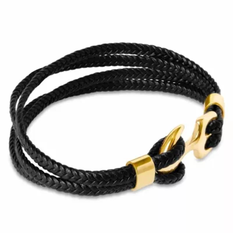 Bruno Magli Mens Four Strand Braided Leather Bracelet