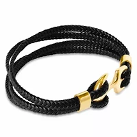 Bruno Magli Mens Four Strand Braided Leather Bracelet
