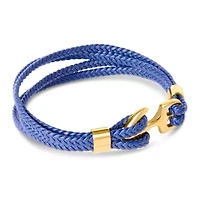 Bruno Magli Mens Four Strand Braided Leather Bracelet
