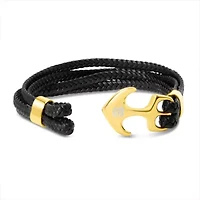 Bruno Magli Mens Four Strand Braided Leather Bracelet