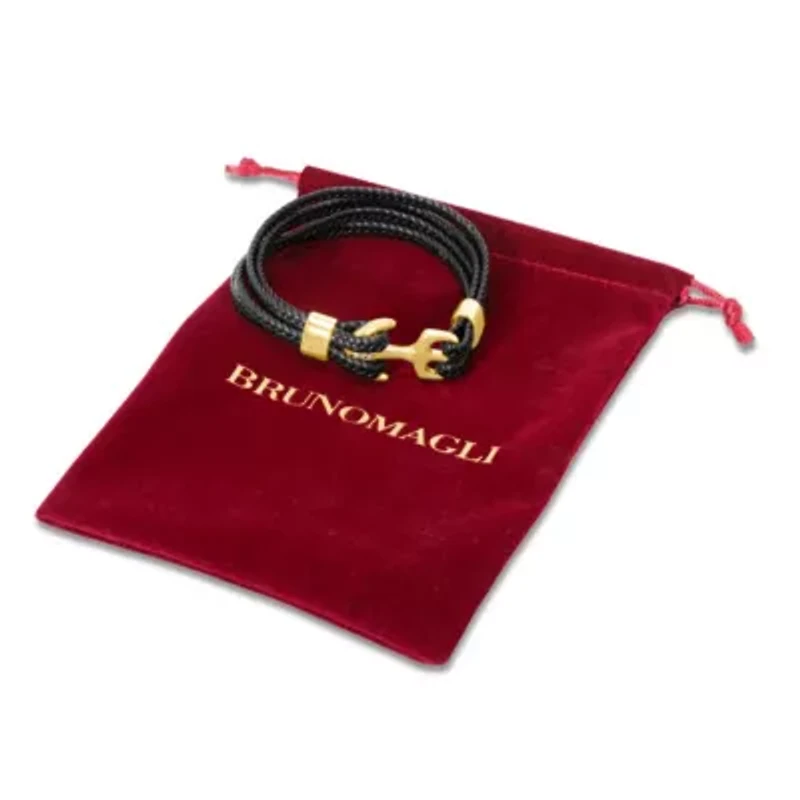 Bruno Magli Mens Four Strand Braided Leather Bracelet