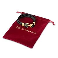 Bruno Magli Mens Four Strand Braided Leather Bracelet