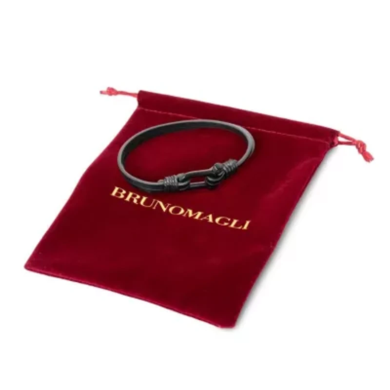 Mens Paneled Leather Bracelet