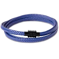 Bruno Magli Mens Braided Leather Wrap Bracelet