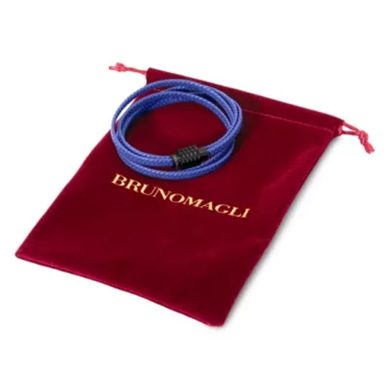 Bruno Magli Mens Braided Leather Wrap Bracelet