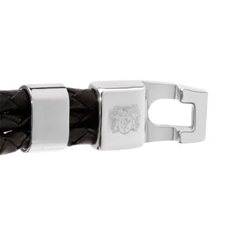 Bruno Magli Mens Three Strand Braided Leather Bracelet