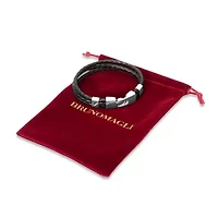 Bruno Magli Mens Three Strand Braided Leather Bracelet