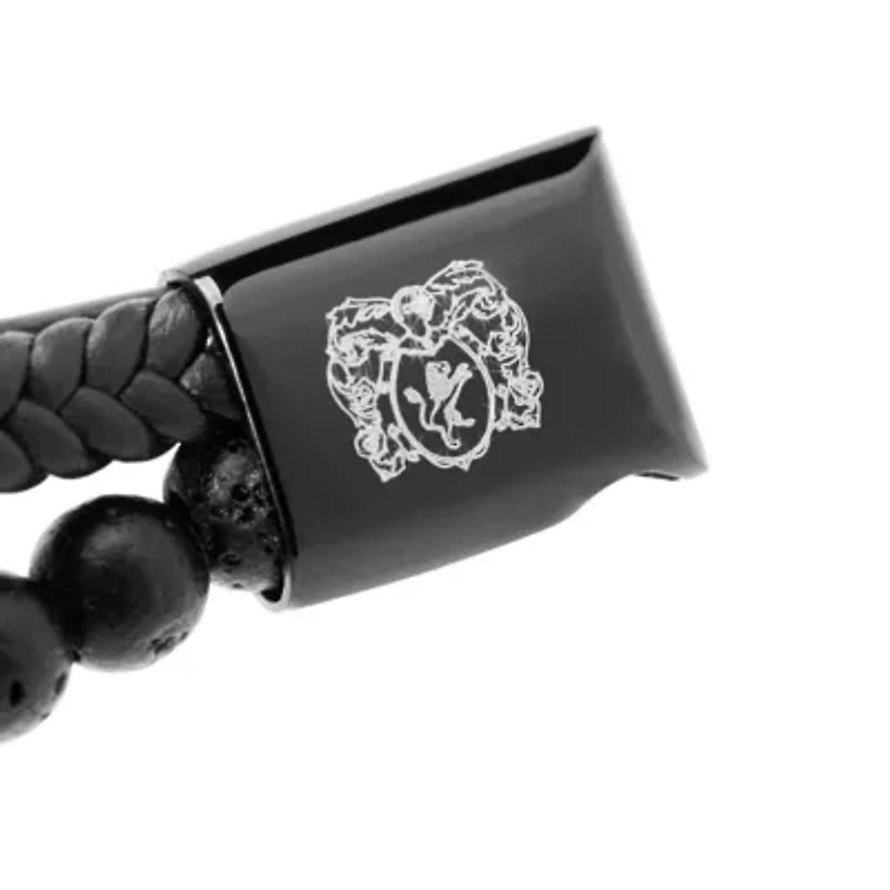 Bruno Magli Mens Leather Bracelet With Lava Beads