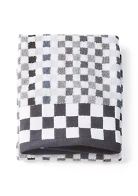 Micro Check Black and White Towel Collection