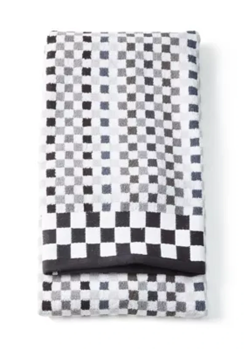Micro Check Black and White Towel Collection