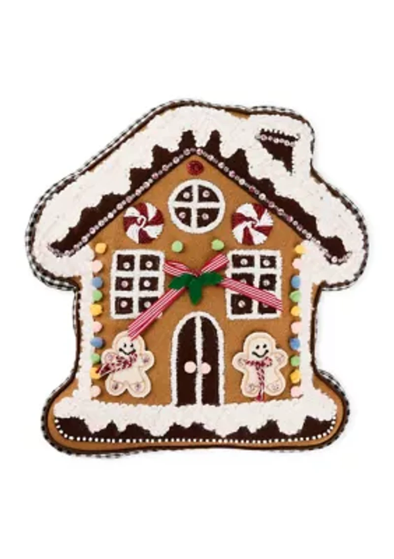Gingerbread House Shaped Throw Pillow