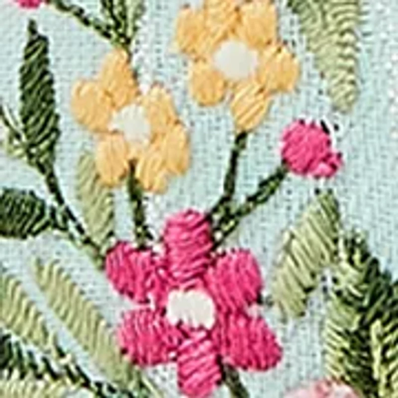 Floral Bunny Embroidered Throw Pillow