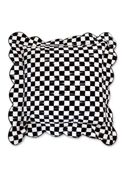 Check Reversible Scalloped Throw Pillow